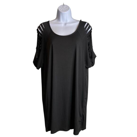 Jordan Taylor Women's Black Cutout Sleeve Tunic Top Size‎ XL Minimalist Stretchy - Picture 1 of 10